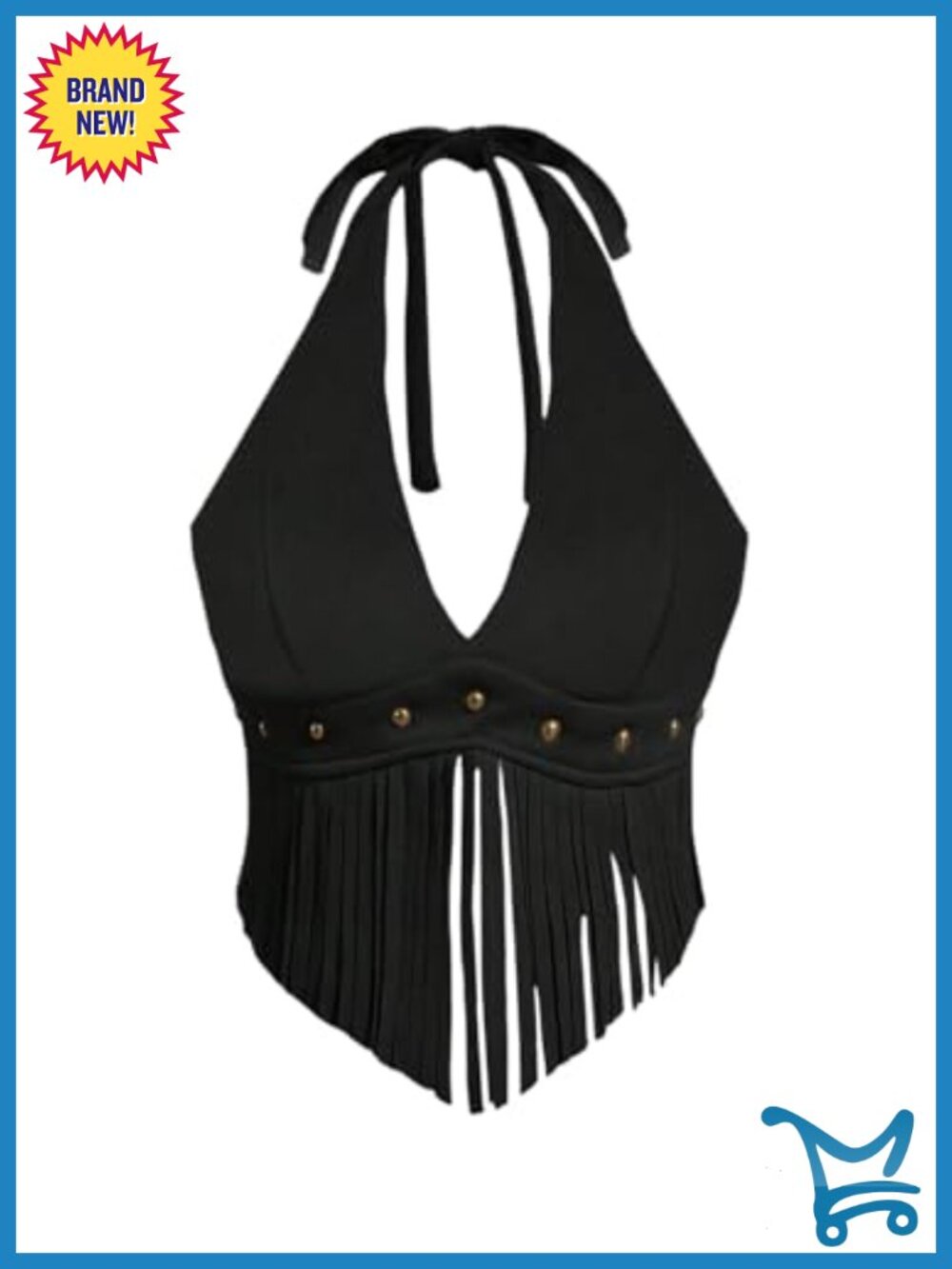Faux Suede Fringe Halter Tank Top Sleeveless Western Festival